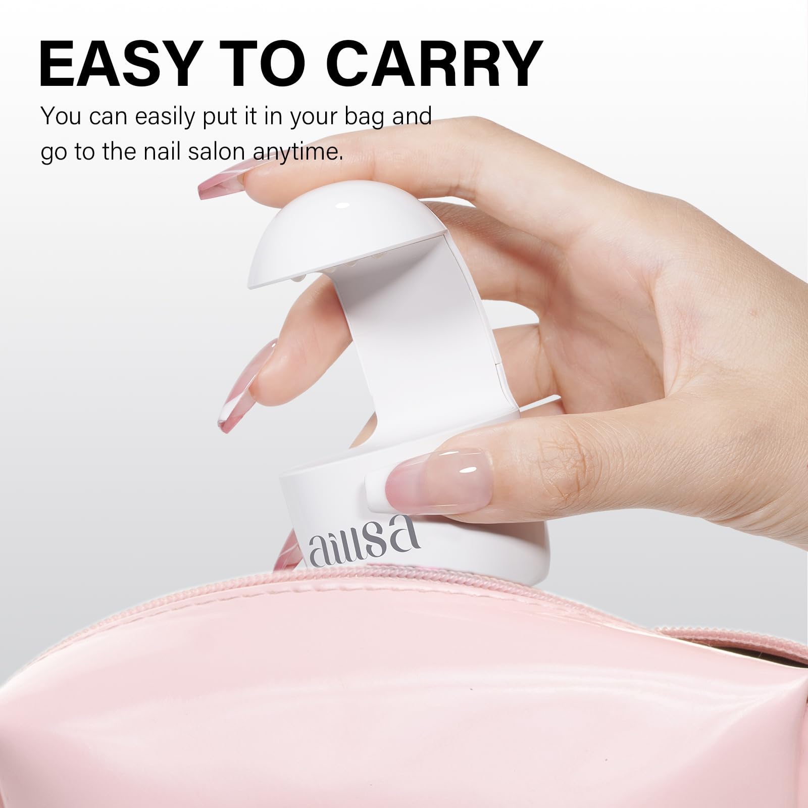 AILLSA lamp beside salon tools showing professional portability benefit