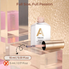 AILLSA bottle next to ruler showing 0.51 fl oz size and travel-friendly scale