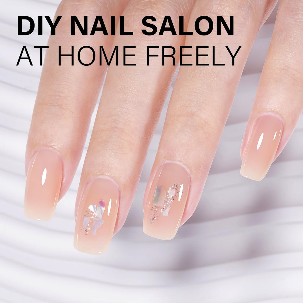 AILLSA swatches on nail tips demonstrating buildable translucency and options