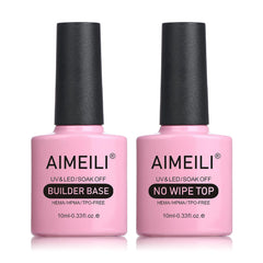 AIMEILI front packaging showing builder base and top coat, promotes straightforward professional results