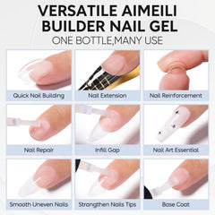 AIMEILI gel texture brushed on white card showing thick sheer consistency, easy shaping