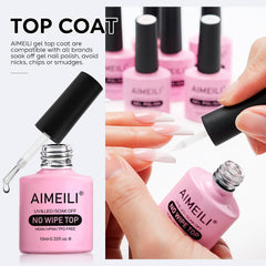AIMEILI sculpted nail extension built with builder base, demonstrating strengthened free edge