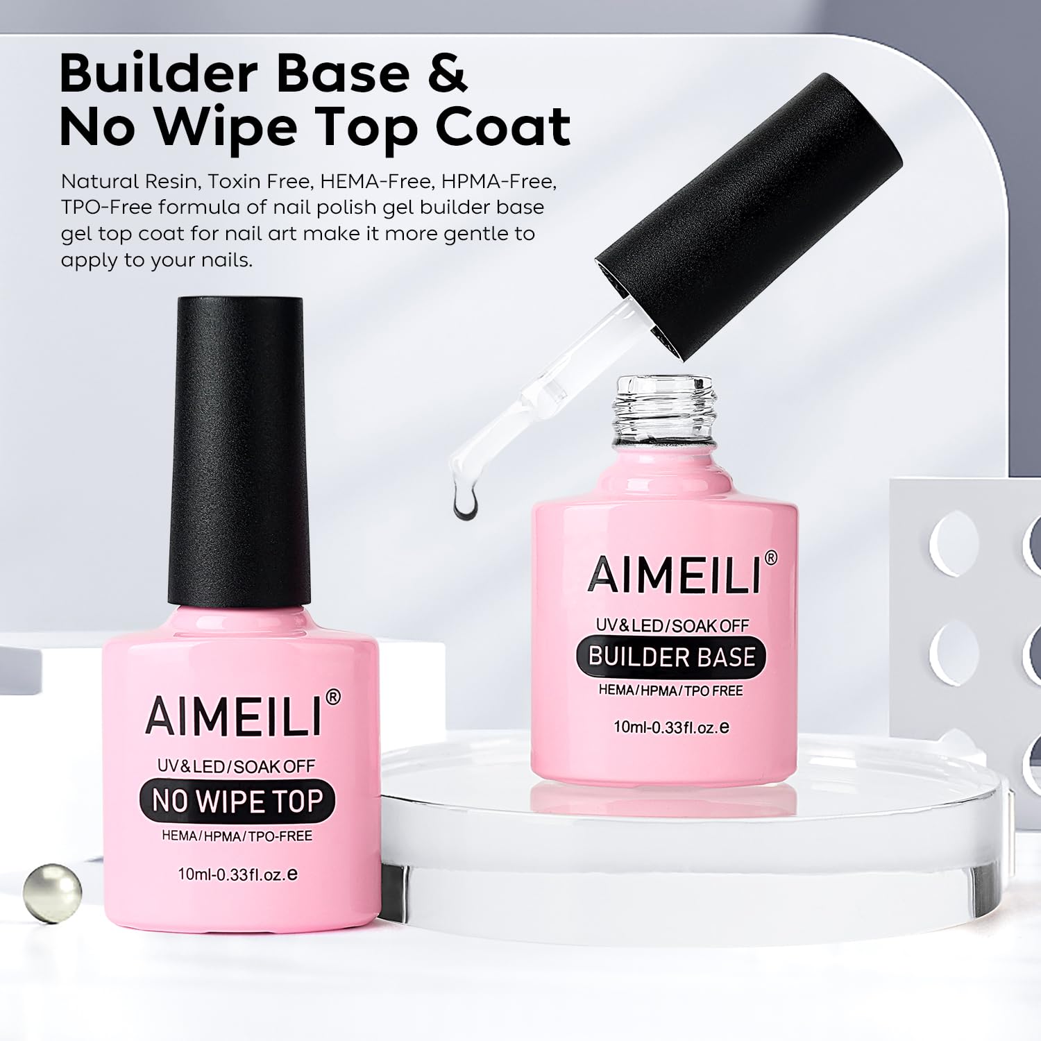 AIMEILI bottle in hand for scale, showing compact size convenient for travel or kit storage
