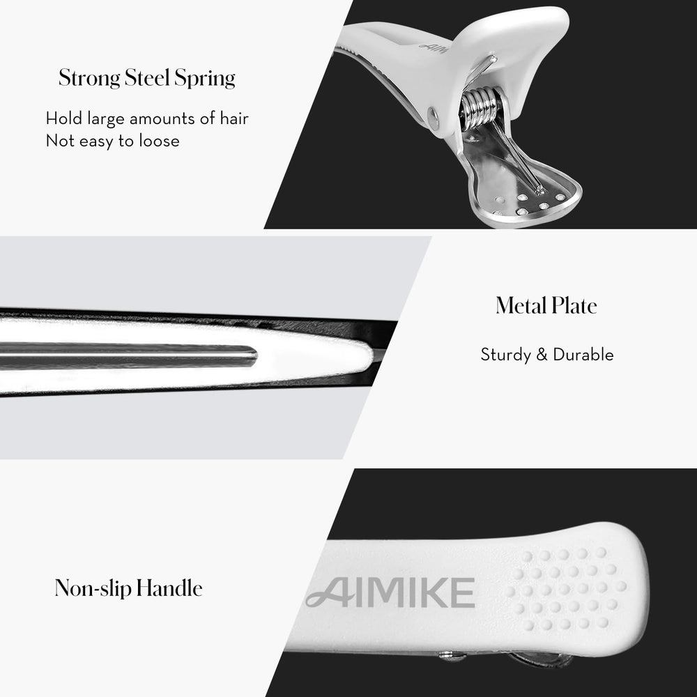 AIMIKE clip holding a thick ponytail section with reliable salon-grade grip
