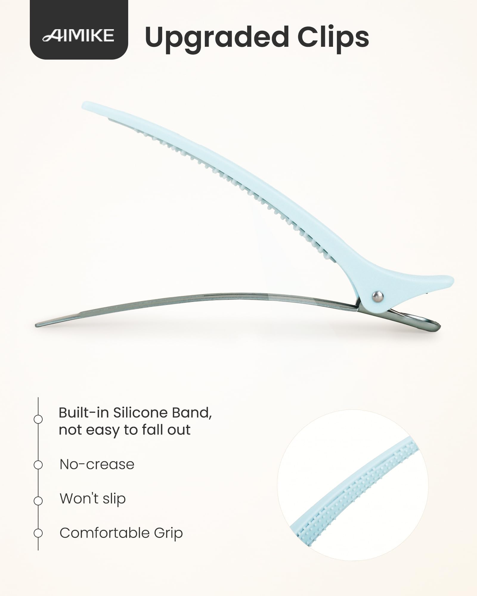 AIMIKE clip placed on head during blow-dry for comfortable styling