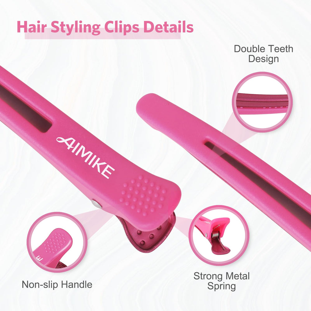 AIMIKE clips securing foil and sections in a salon setting