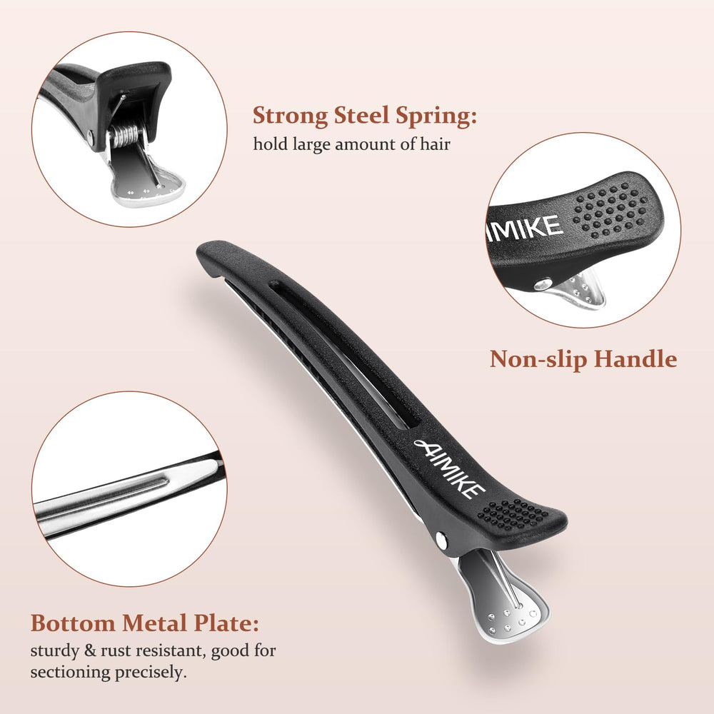 AIMIKE clips holding hair during salon styling illustrating precision and ease benefit