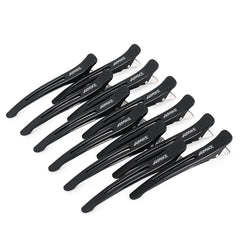 AIMIKE front view of 12 black duckbill clips showing neat packaging and quantity benefit