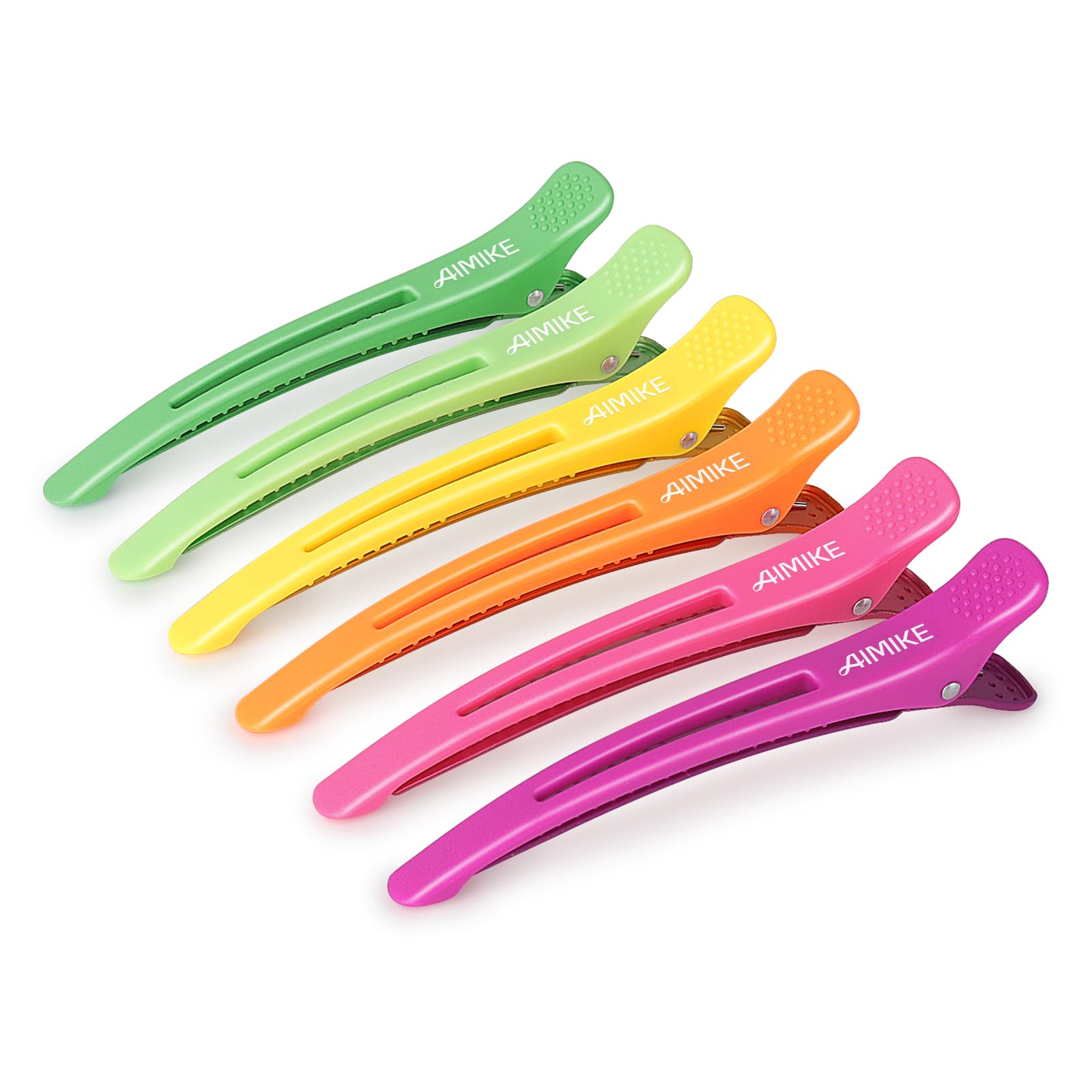 AIMIKE front view pack of six neon clips showing colorful set and neat packaging benefit