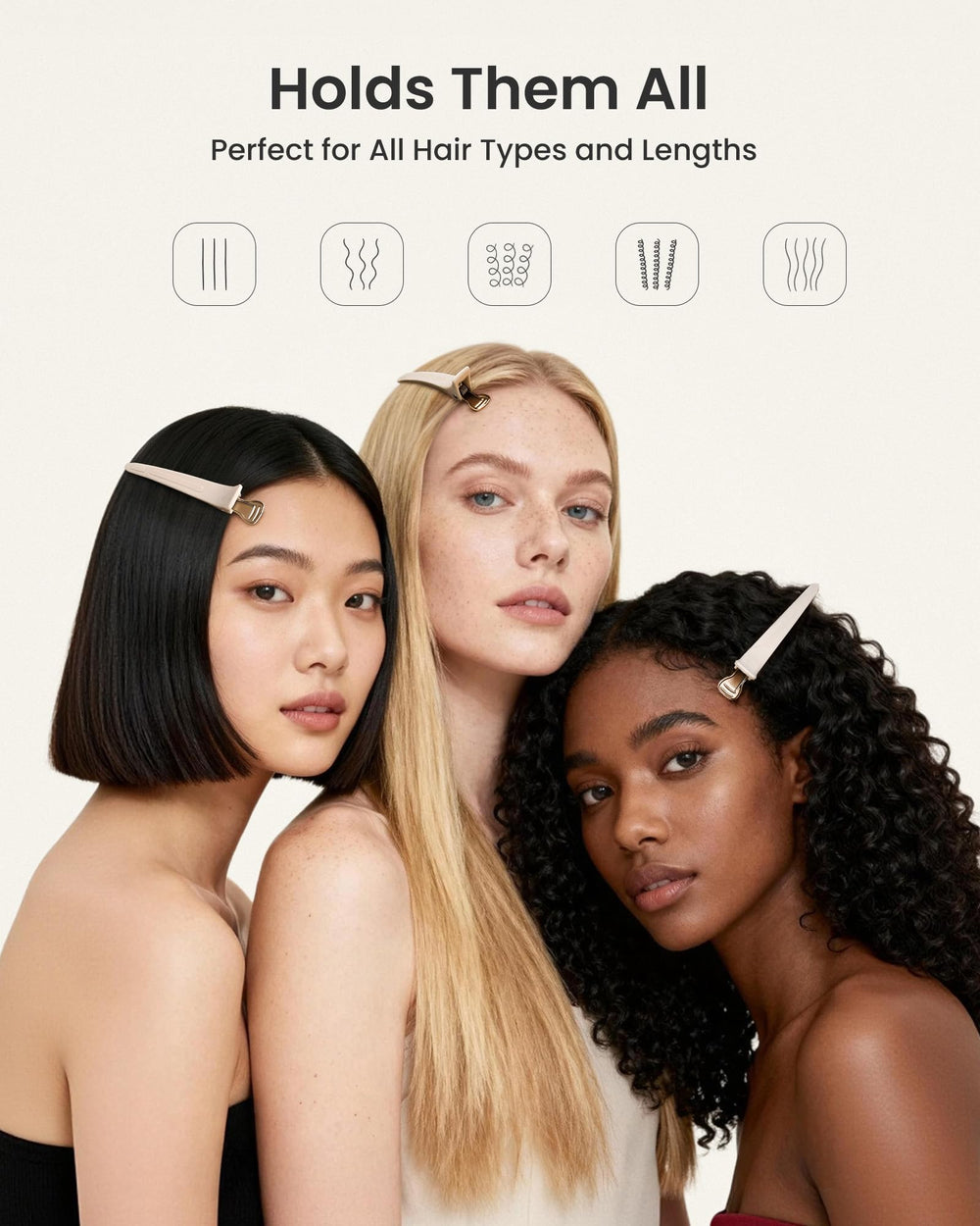 AIMIKE clip holding a thick curly hair section showing reliable strong hold