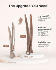AIMIKE securing a large section of thick long hair for efficient sectioning