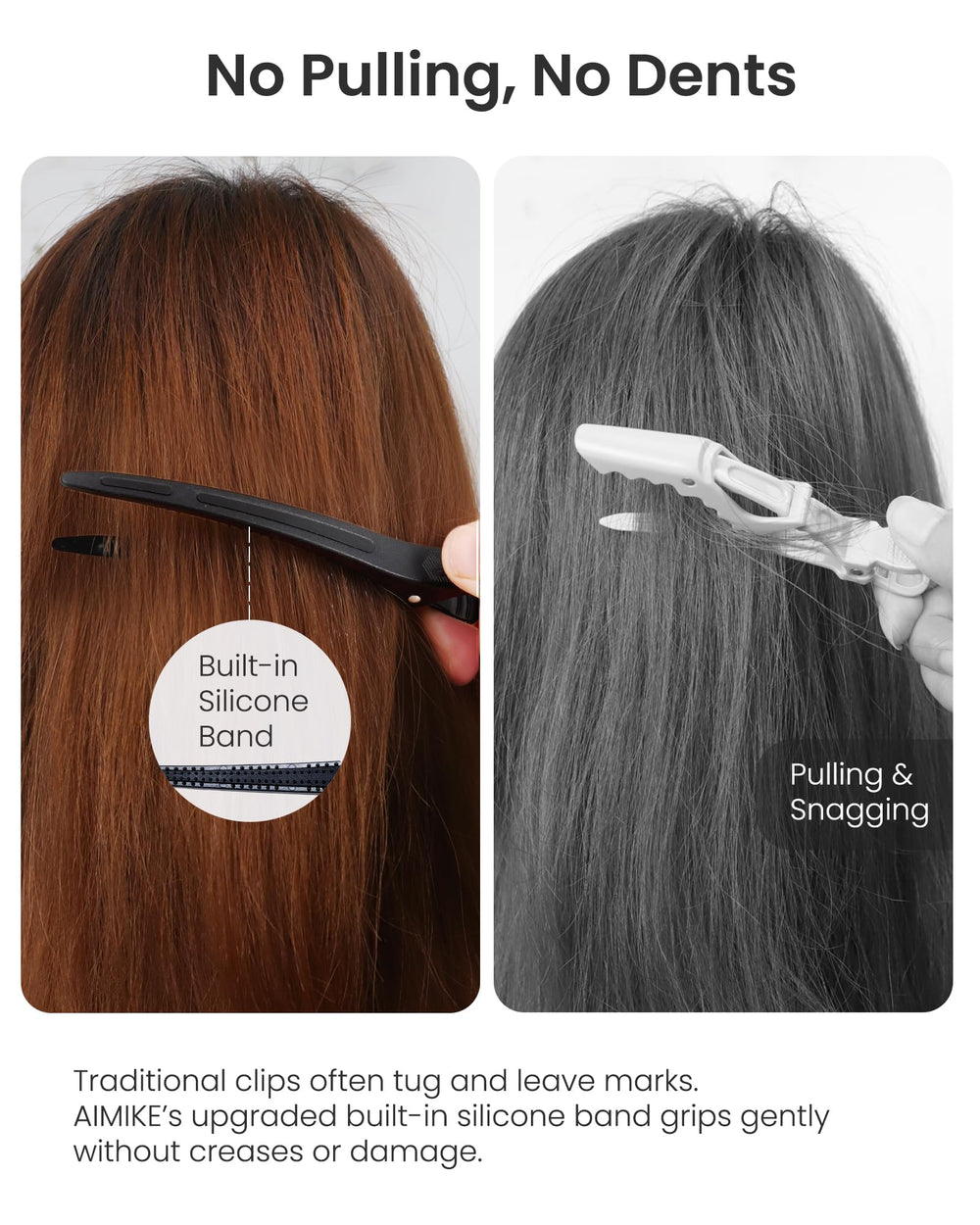 AIMIKE clip securing hair during blow-drying for controlled styling benefit