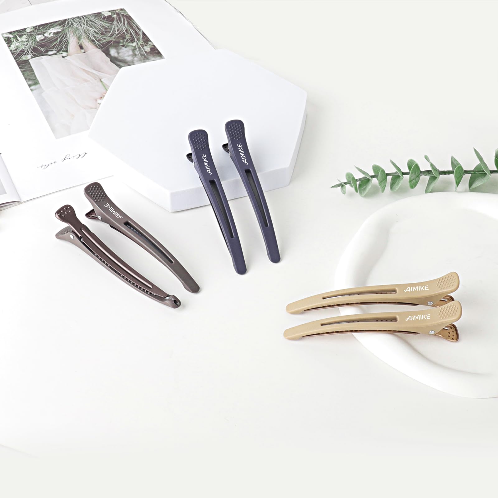 AIMIKE clips used by stylist in salon for professional, neat styling benefit