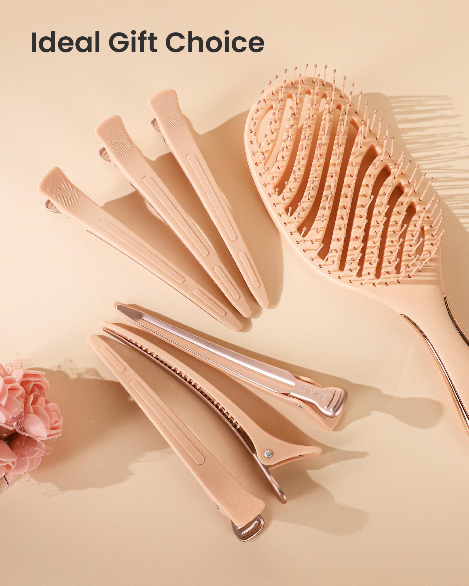AIMIKE clips staged on a vanity while applying makeup for tidy hair