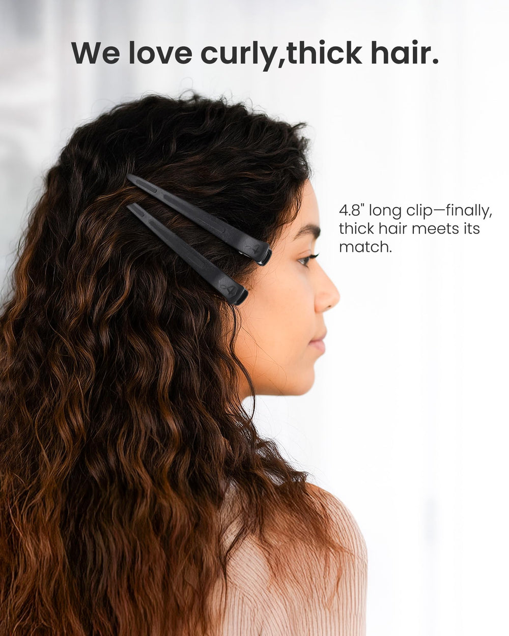 AIMIKE side profile highlighting 4.8-inch length for holding more hair