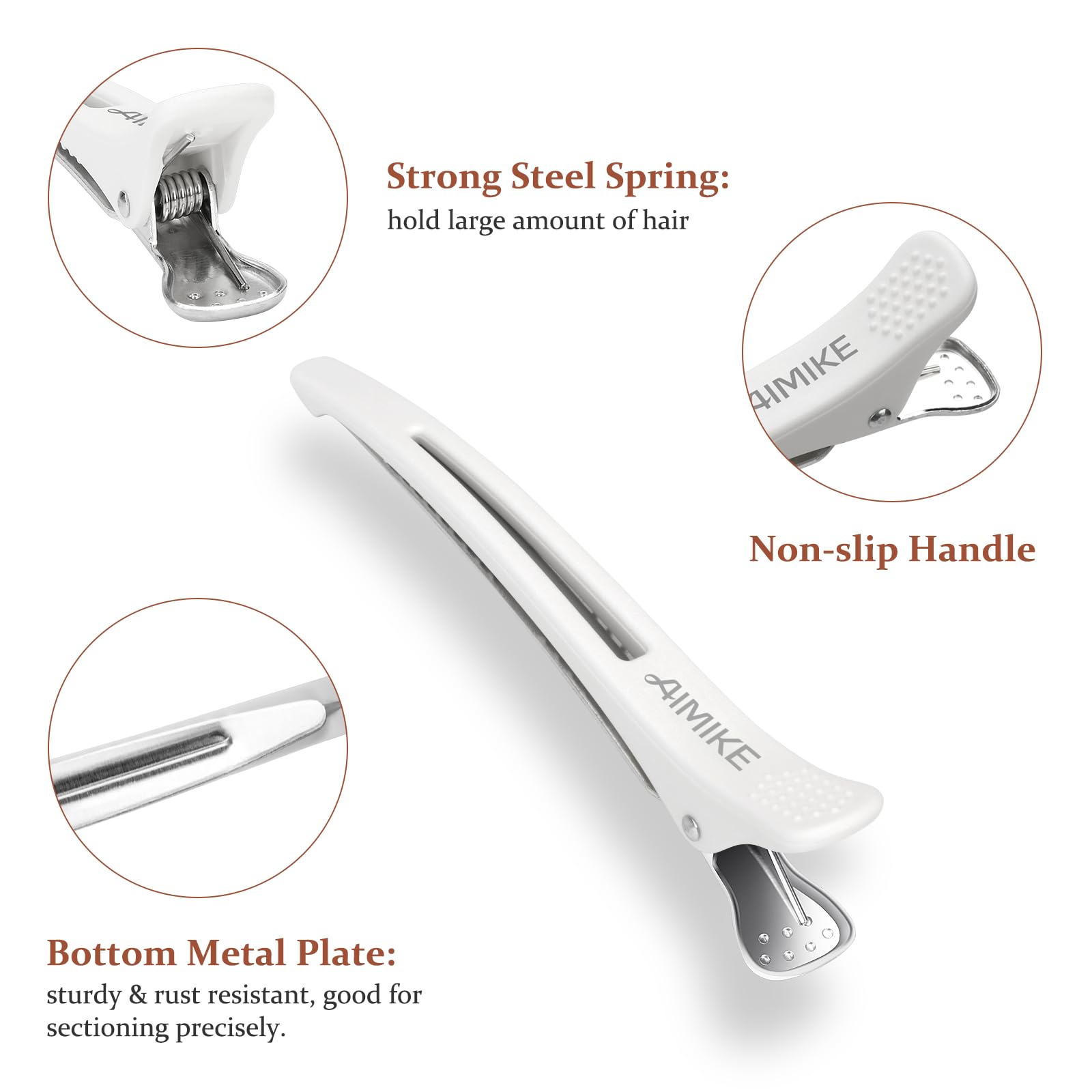 AIMIKE clip holding hair during styling showing stable sectioning benefit