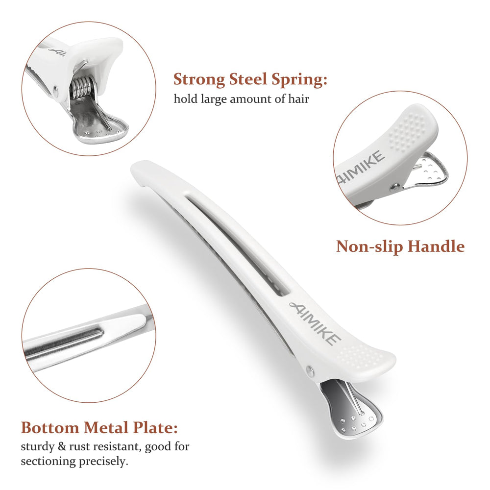 AIMIKE clip holding hair during styling showing stable sectioning benefit