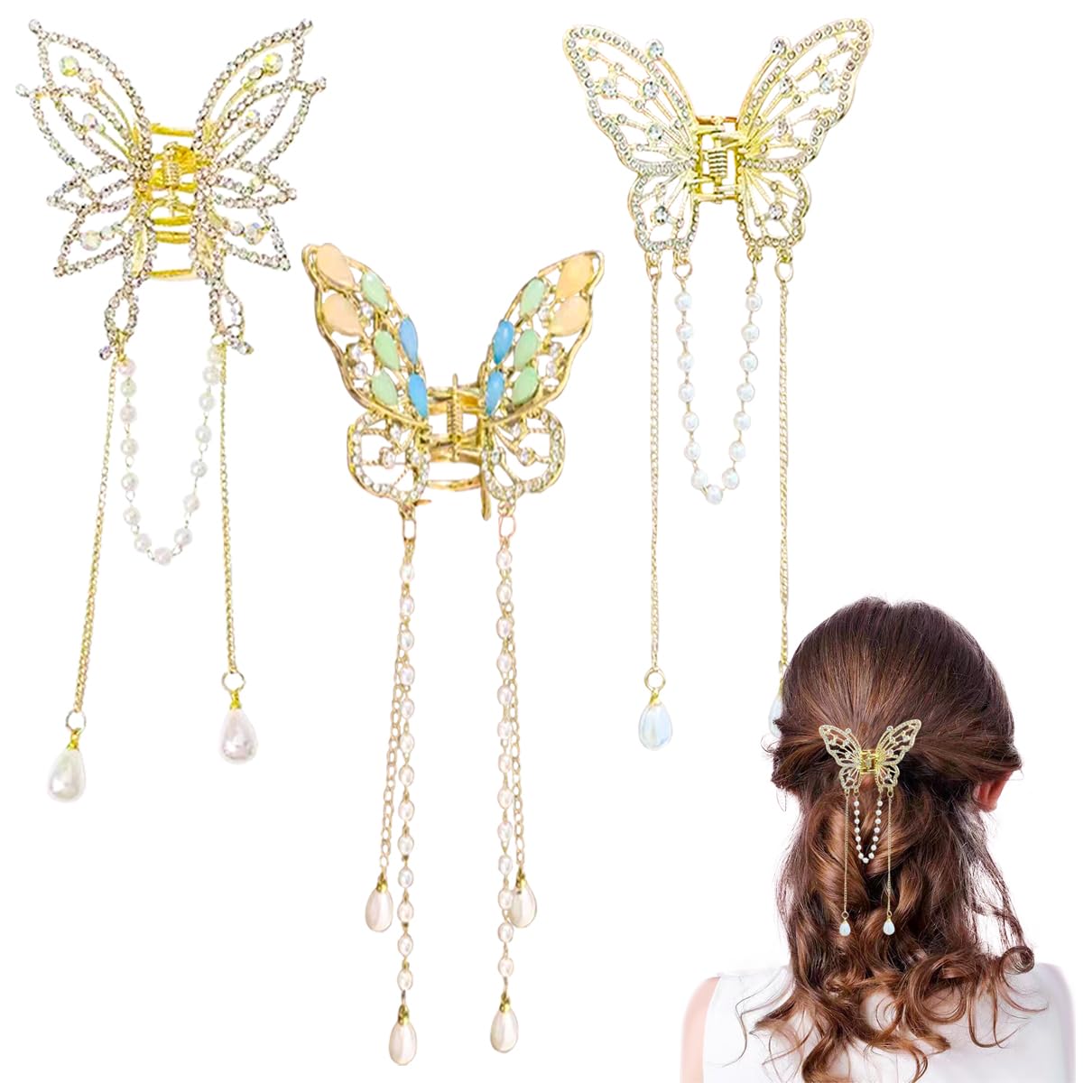 Ainvhh butterfly clips front view showing elegant design and secure hold