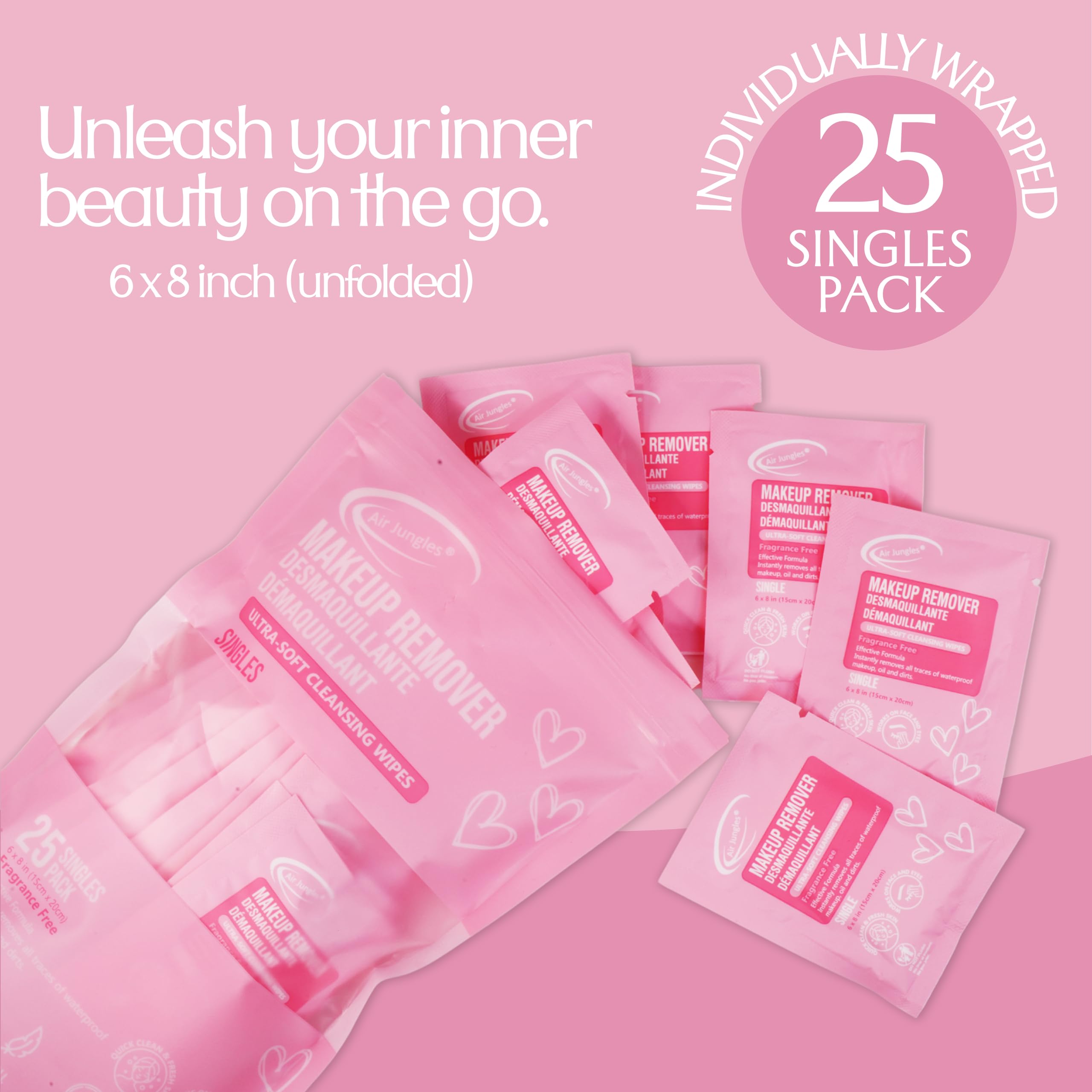 Air Jungles wipes inside a travel bag lifestyle shot showing convenience for trips