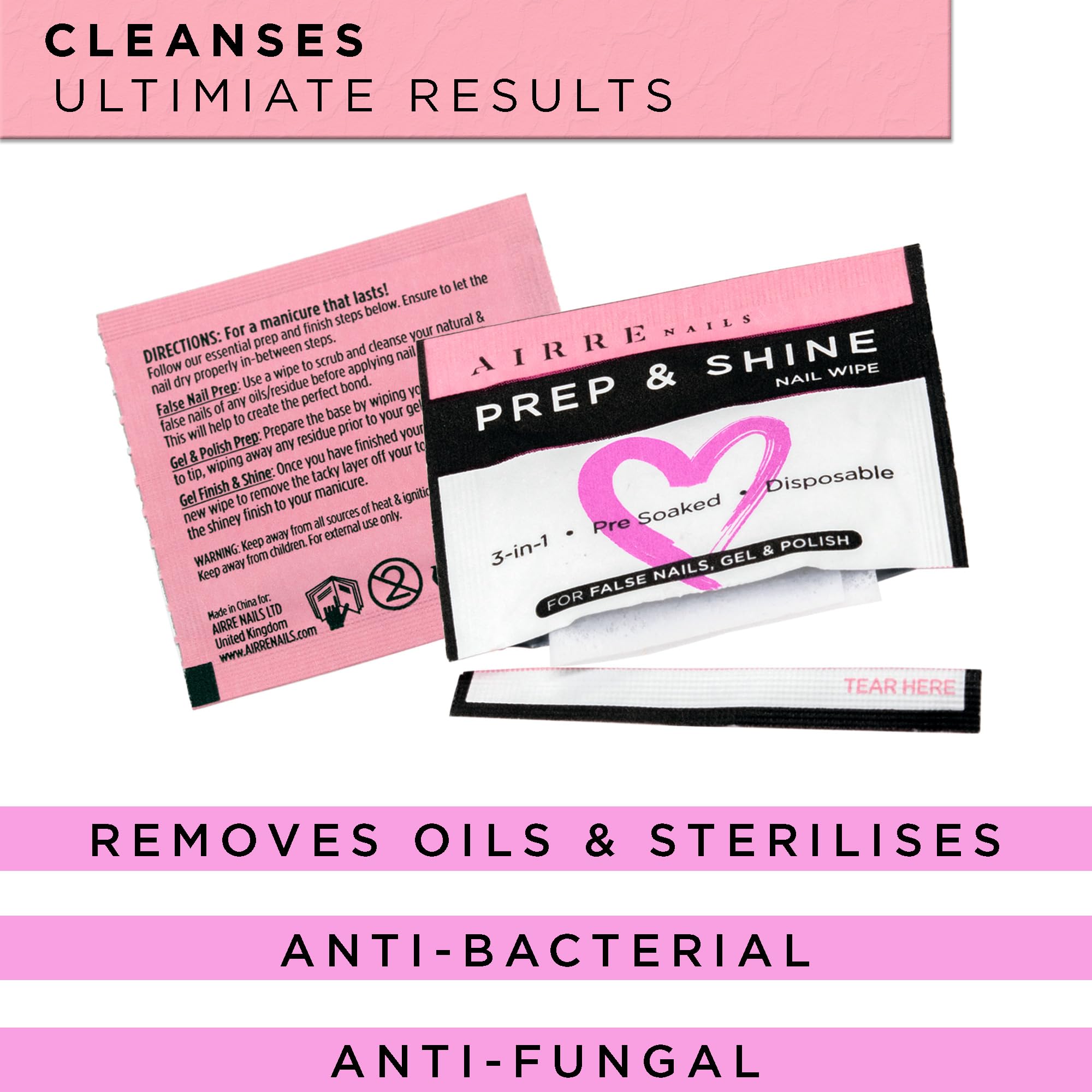AIRRE NAILS wipe in hand showing size and ease of salon or home use