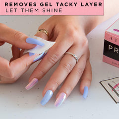 AIRRE NAILS wipe removing sticky gel layer delivering instant glossy finish