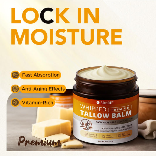 AirroYE whipped tallow texture close-up highlighting smooth spreadable consistency