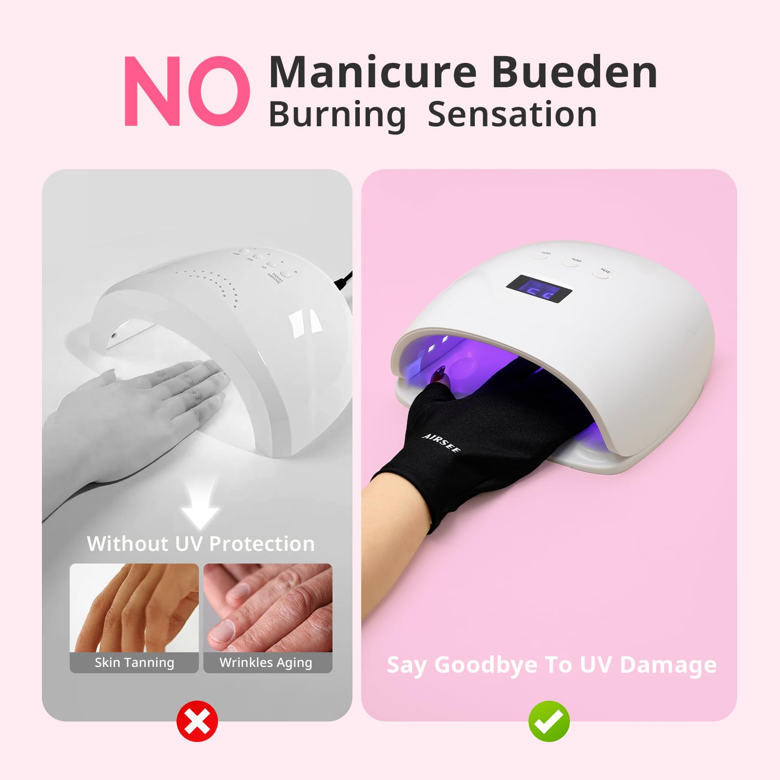 AIRSEE fingerless gloves worn on a model hand demonstrating fingertip access benefit