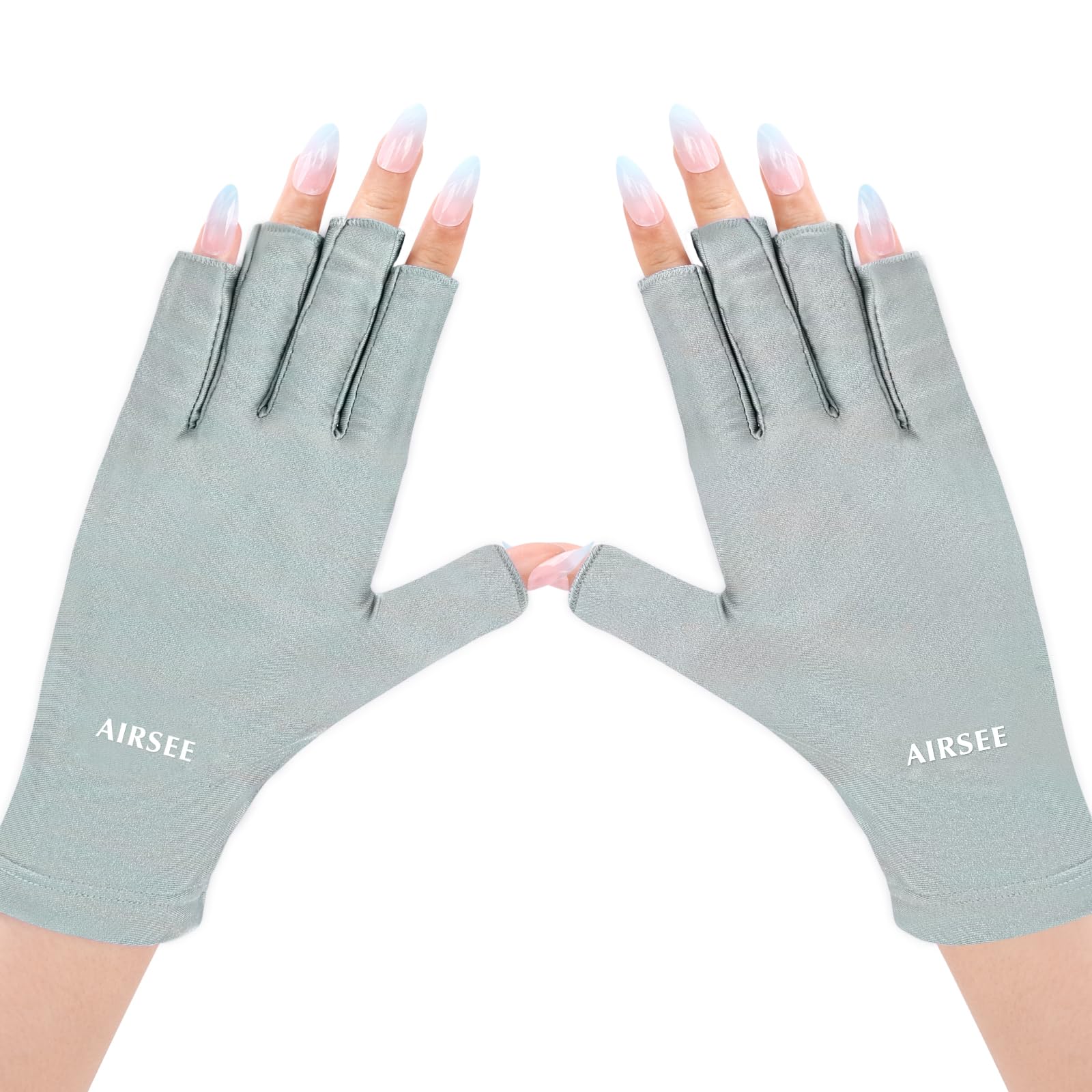 AIRSEE mint gloves front view showing UPF50+ protection and neat fit