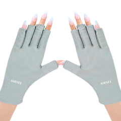 AIRSEE mint gloves front view showing UPF50+ protection and neat fit