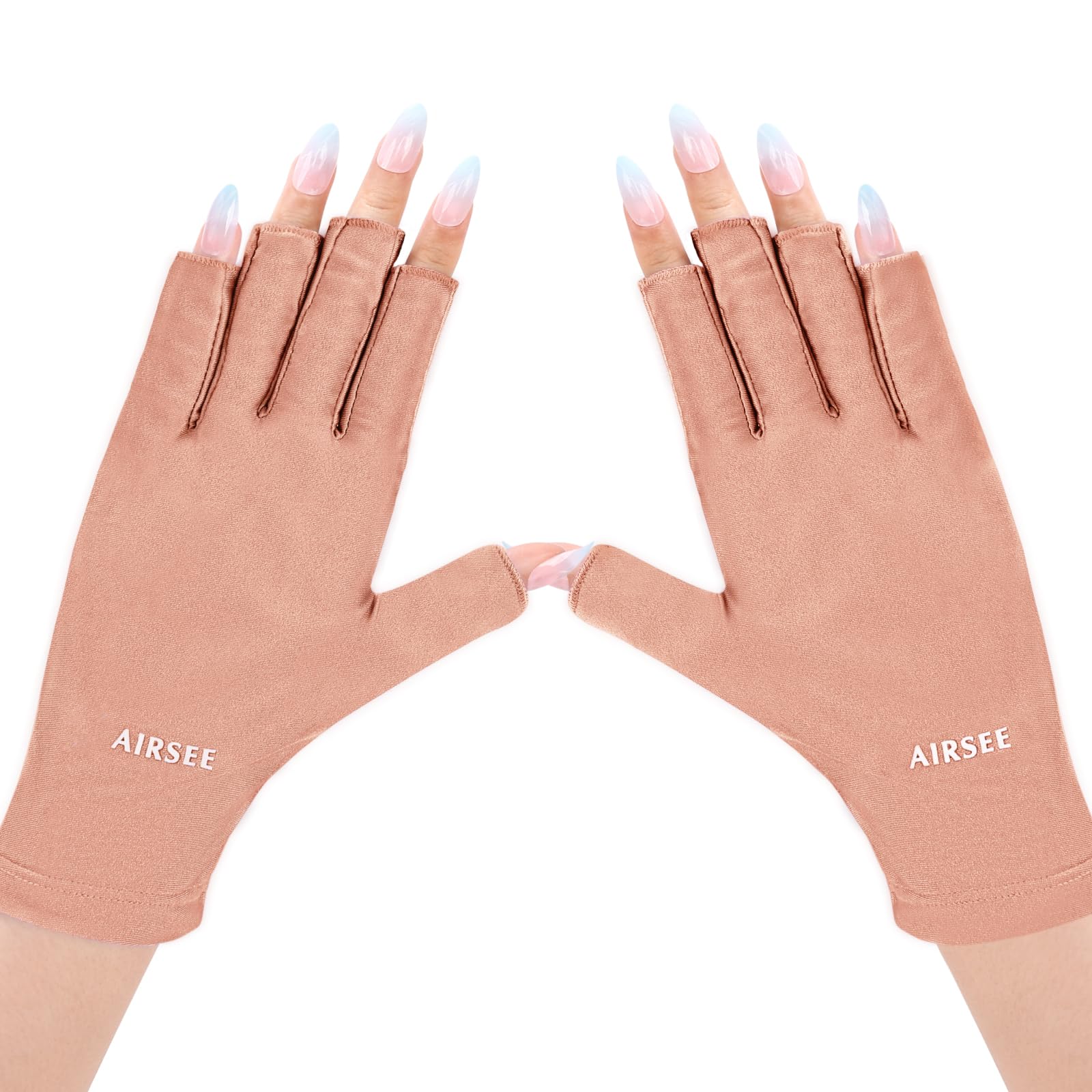 AIRSEE front view of pink fingerless gloves showing protective fit