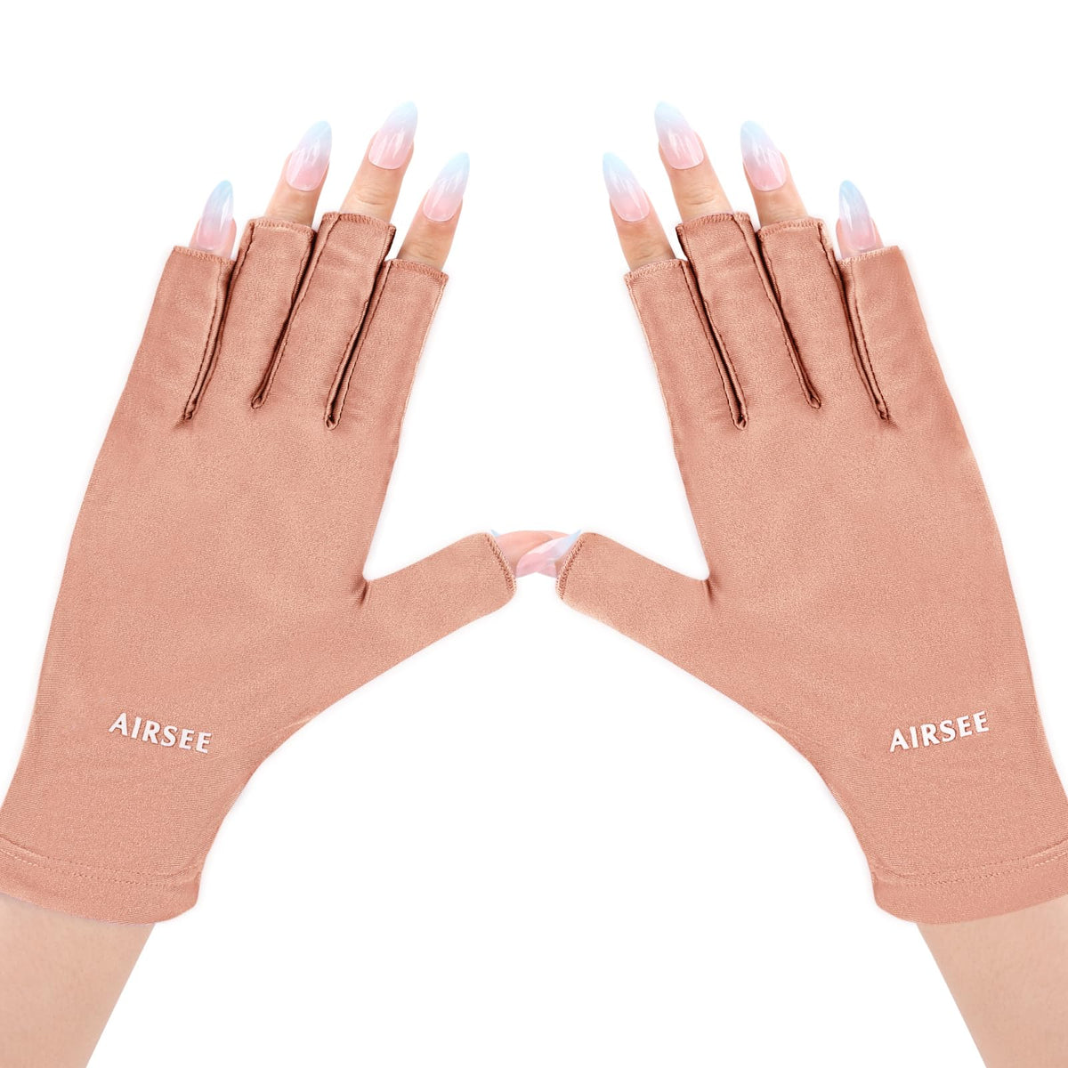 AIRSEE front view of pink fingerless gloves showing protective fit