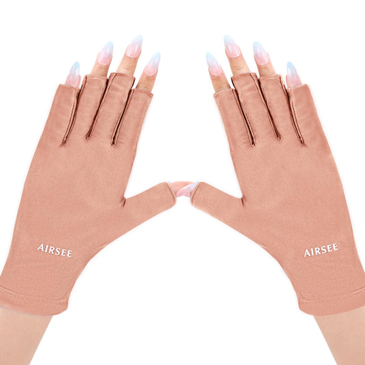AIRSEE front view of pink fingerless gloves showing protective fit
