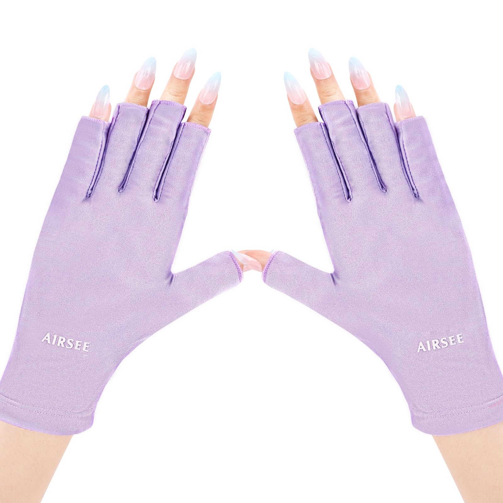AIRSEE front packaging showing purple fingerless gloves and benefits