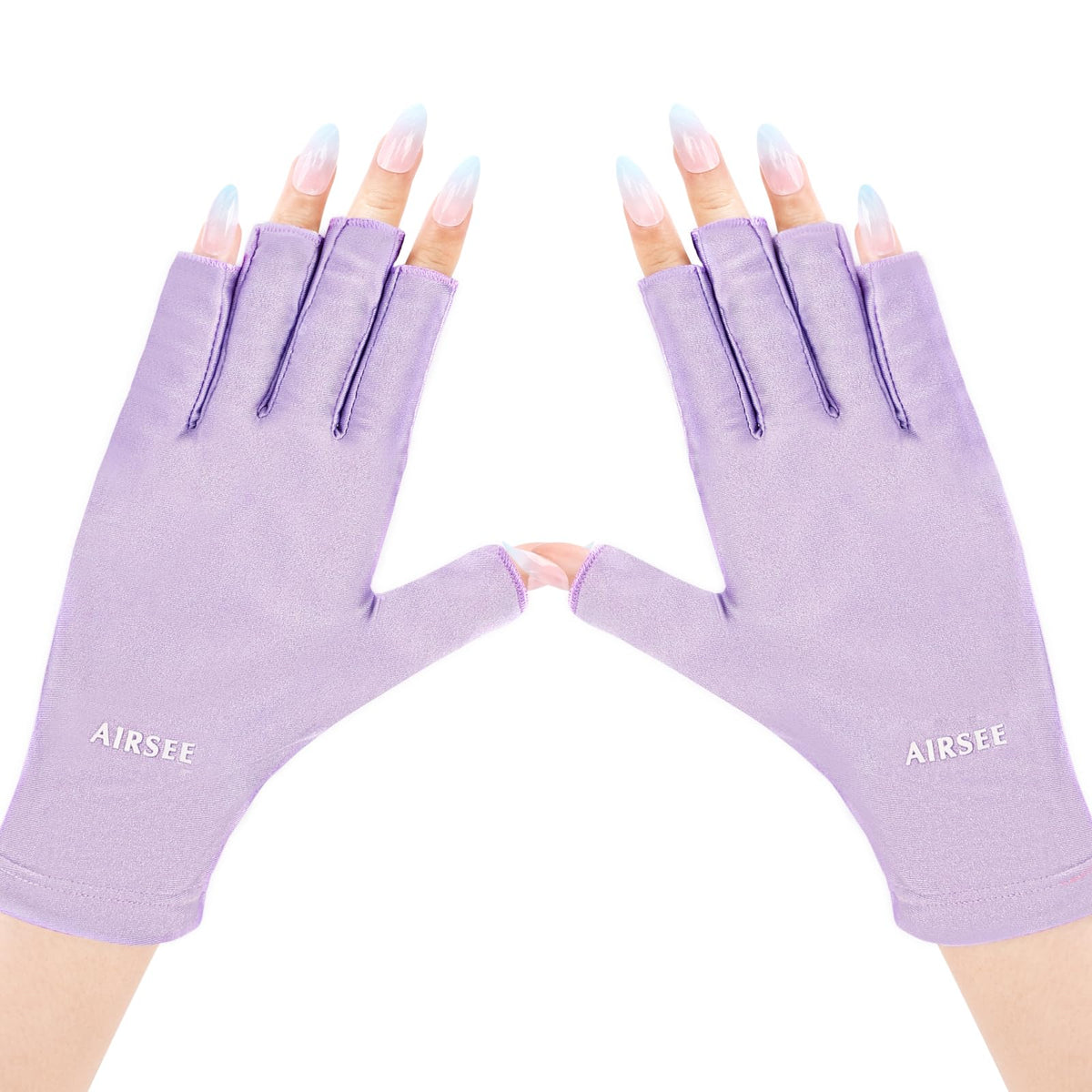 AIRSEE front packaging showing purple fingerless gloves and benefits
