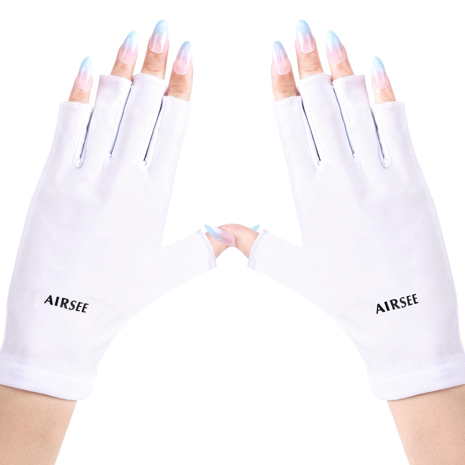 AIRSEE white gloves front view showing UPF protection and clean styling