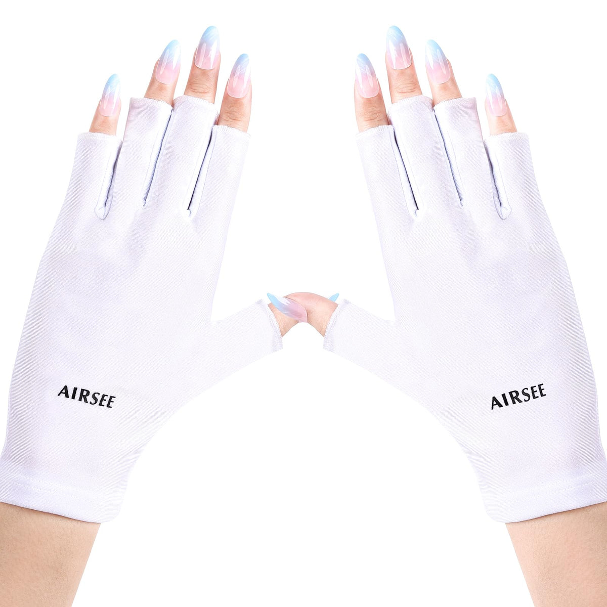 AIRSEE white gloves front view showing UPF protection and clean styling