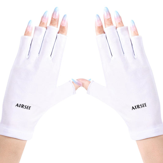 AIRSEE white gloves front view showing UPF protection and clean styling