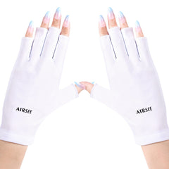 AIRSEE white gloves front view showing UPF protection and clean styling