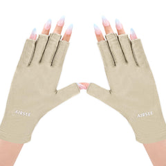 AIRSEE front view of nude fingerless gloves showing full coverage and easy wear