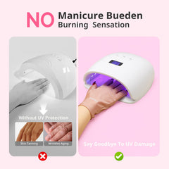 AIRSEE gloves worn while curing nails under lamp for hand protection
