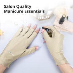 AIRSEE gloves worn under nail lamp protecting skin during gel curing