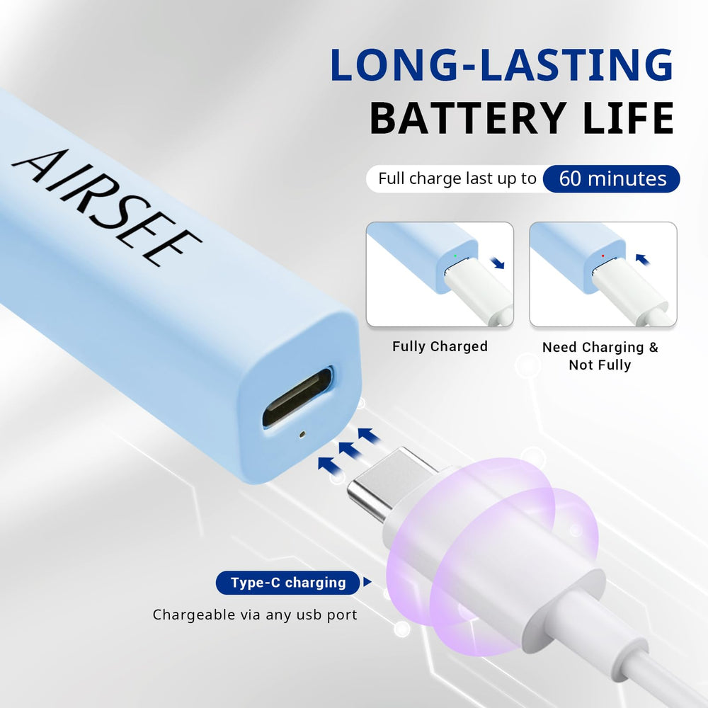 AIRSEE handheld use curing a single nail for targeted detail work and easy adjustments