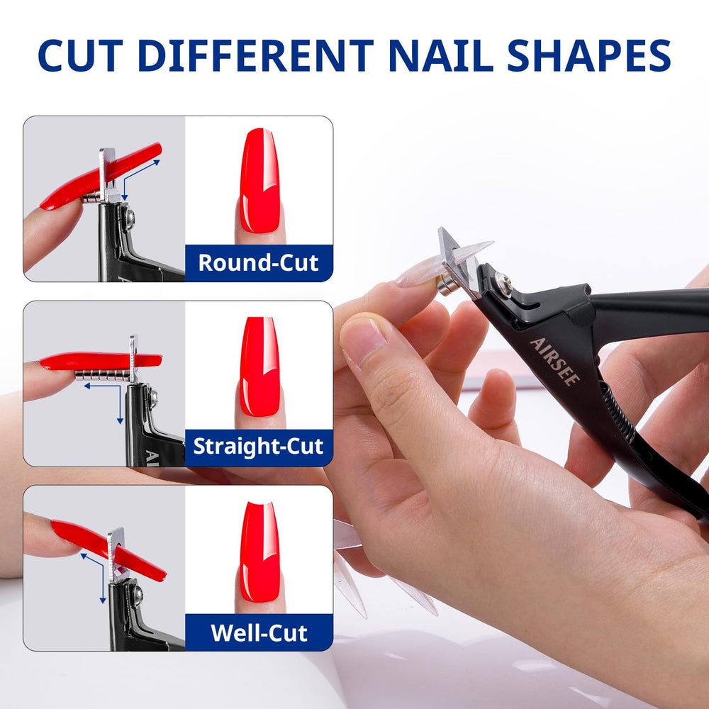 AIRSEE clipping artificial nail in use for fast salon-quality trimming