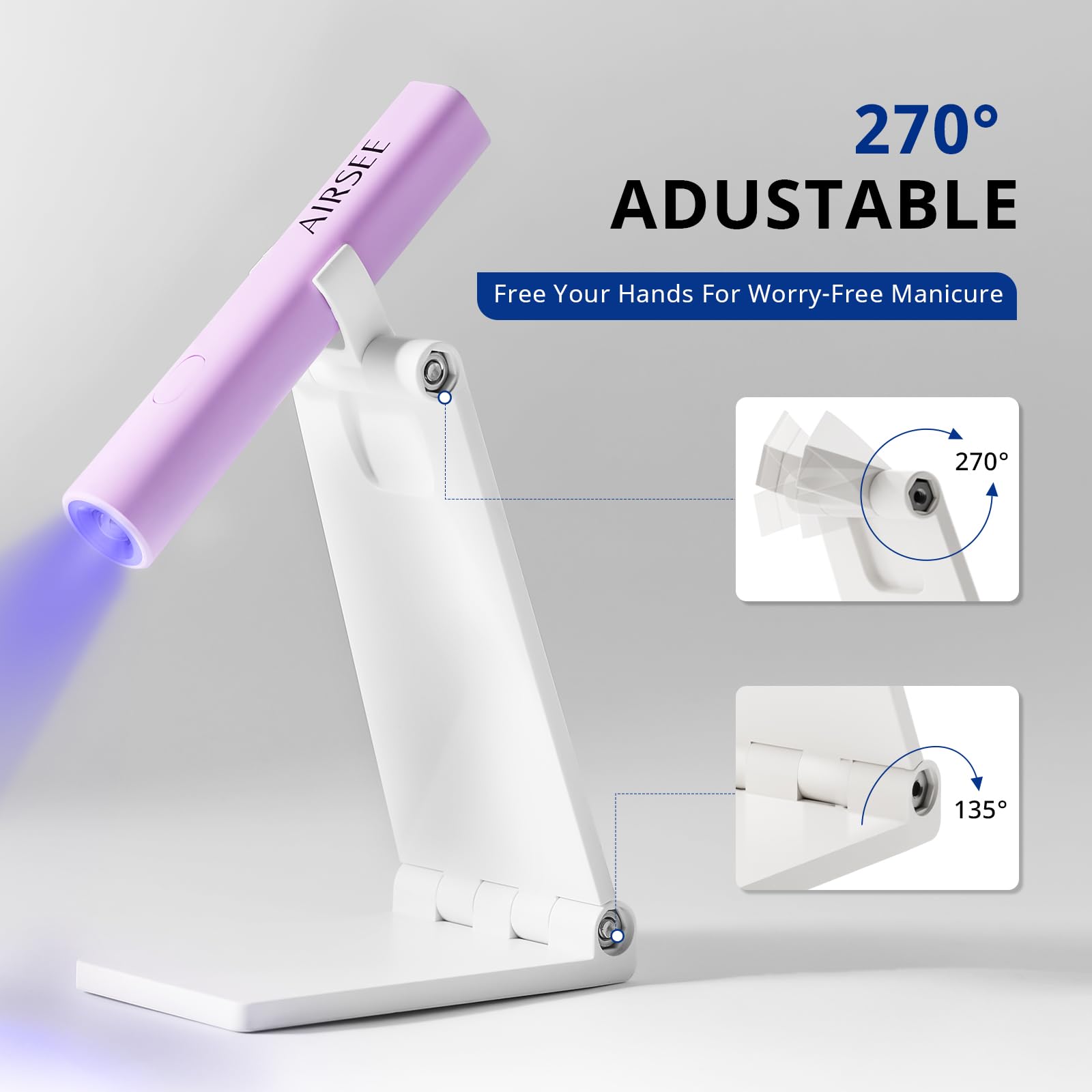 AIRSEE handheld curing a nail demonstrating spot work benefit accurate detail control