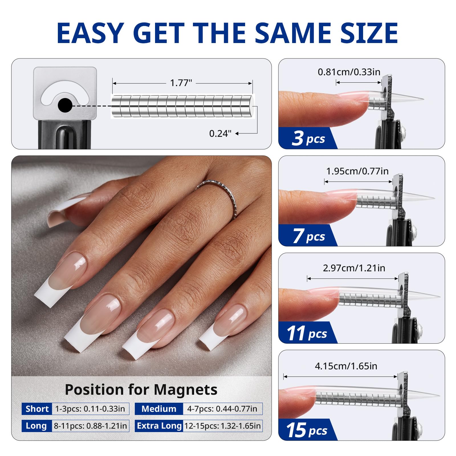 AIRSEE magnetic sizers array demonstrating consistent length setting benefit