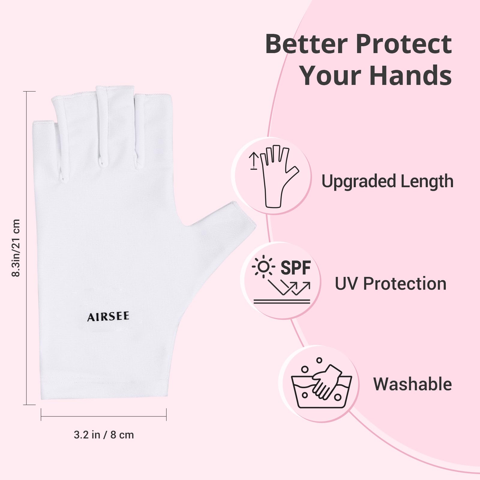 AIRSEE glove on hand next to ruler for size and fit comparison