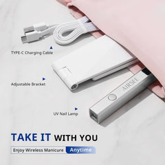 AIRSEE next to powerbank showing portable USB recharge convenience
