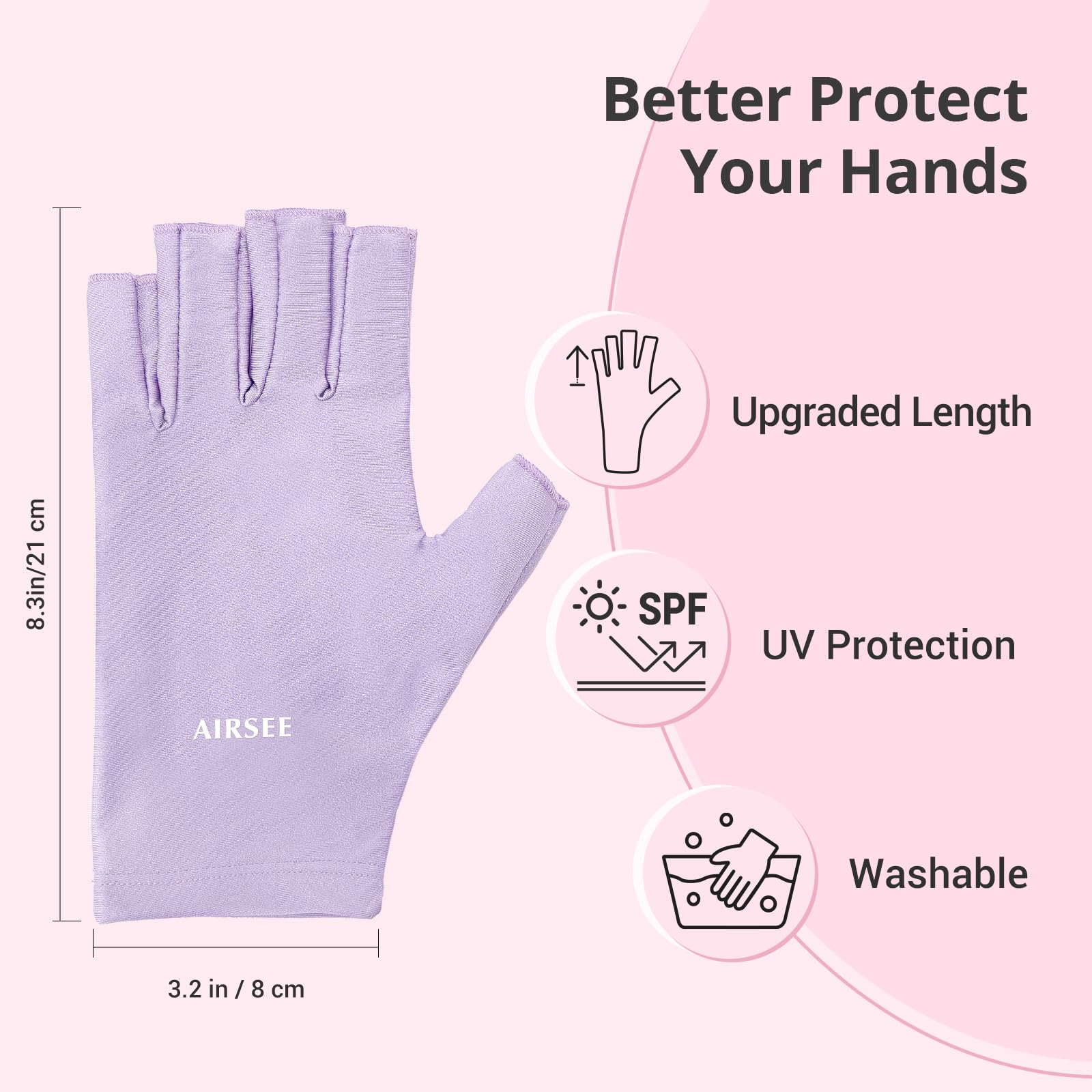AIRSEE size and scale on hand to show coverage and snug fit