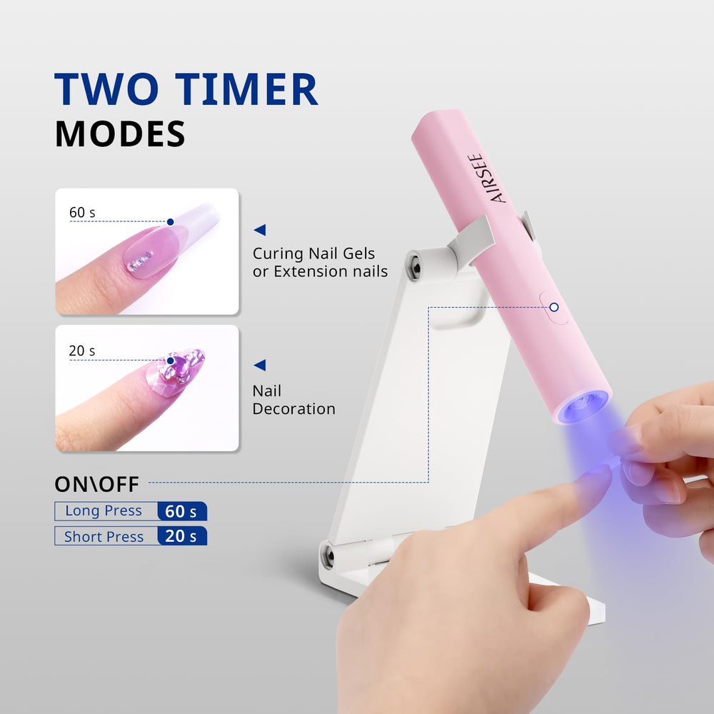 AIRSEE stand rotated 270 degrees showing hands-free curing benefit