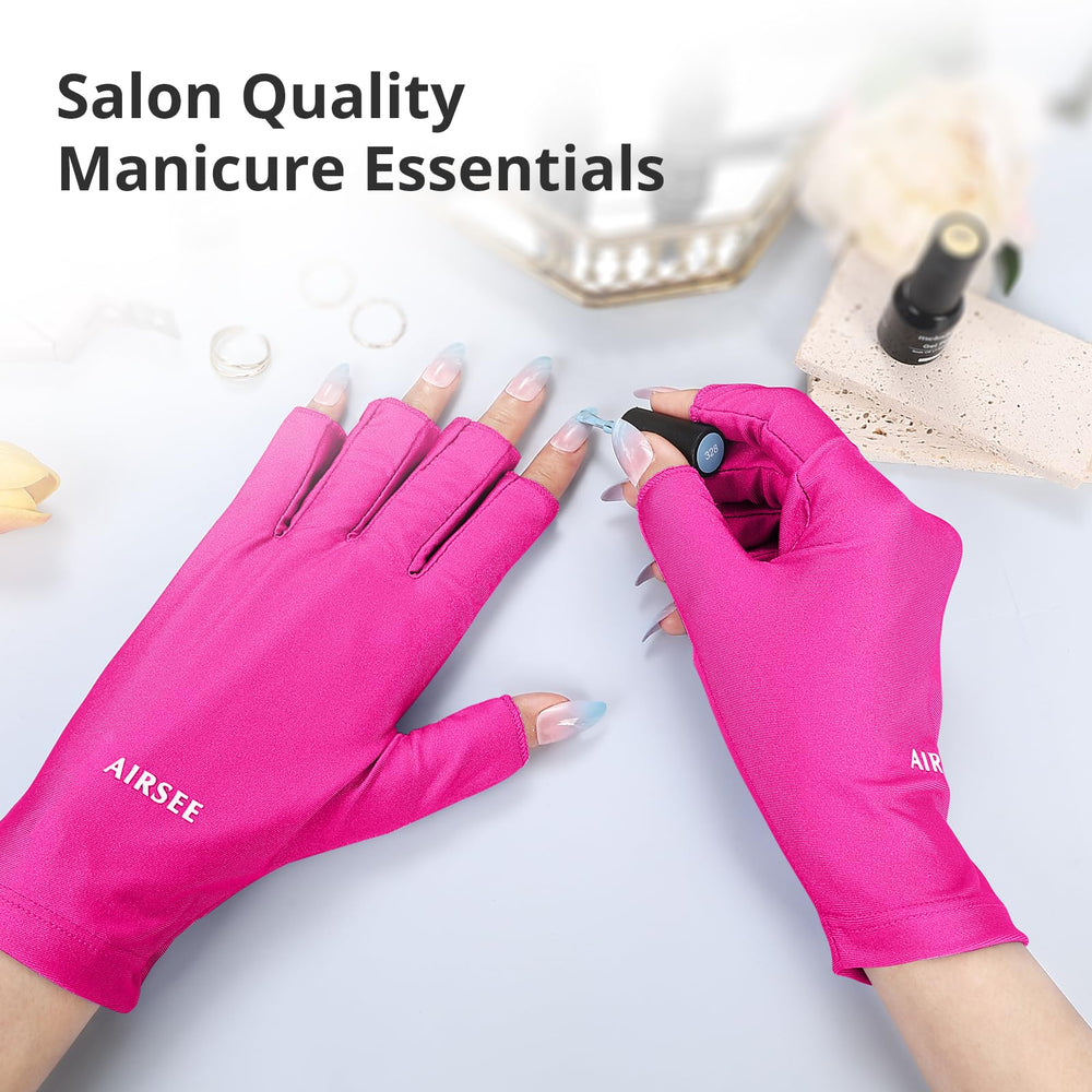 AIRSEE gloves in use under a nail lamp protecting hand skin benefit